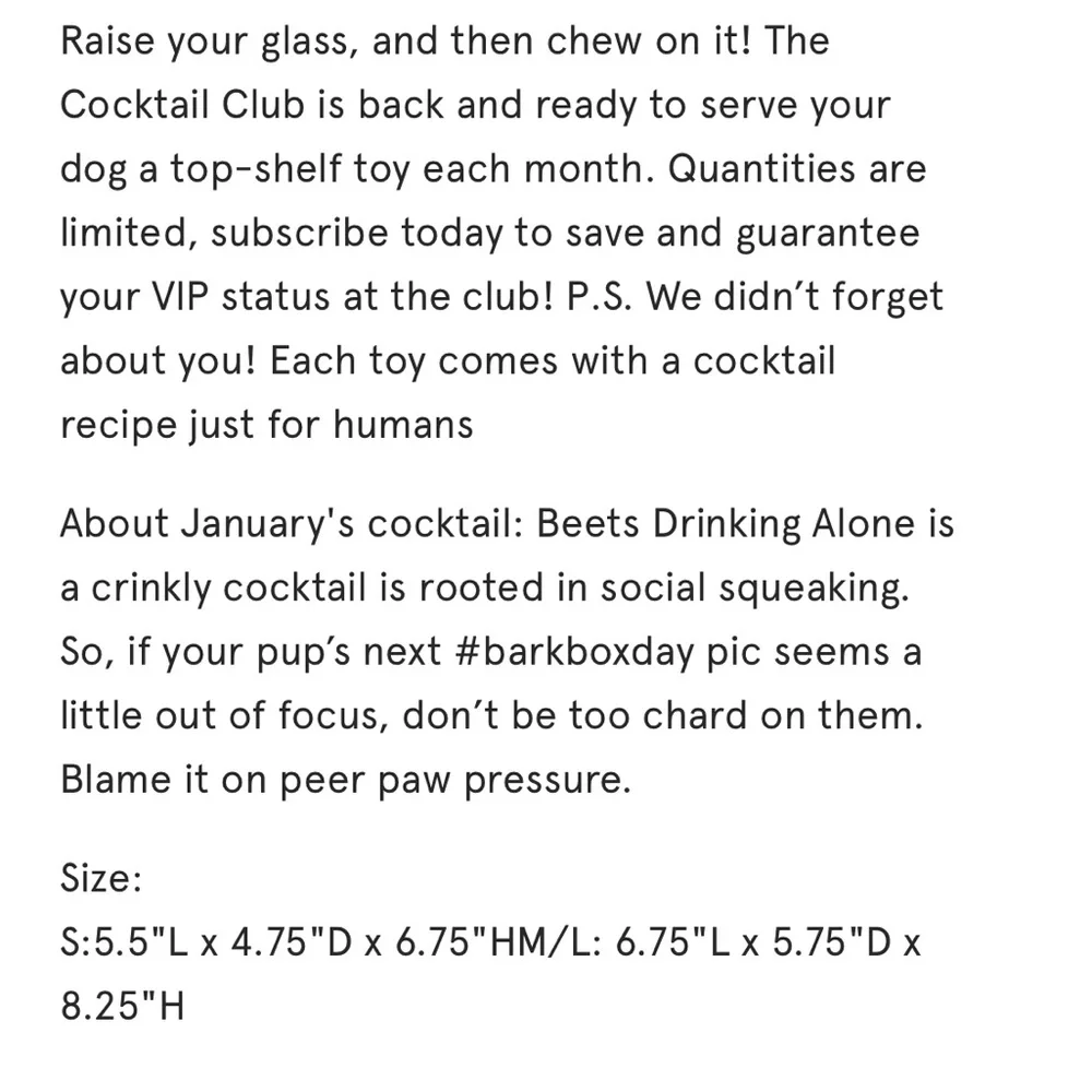 Bark Beets drinking alone dog toy